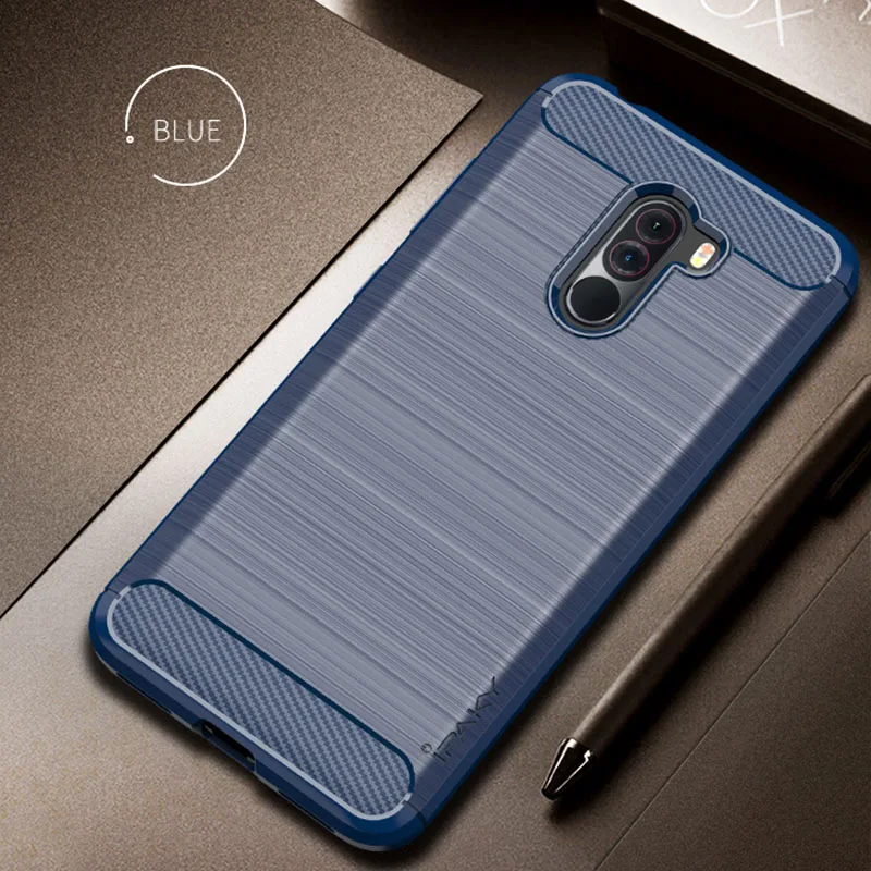 IPAKY Силиконовый противоударный чехол для телефона Xiaomi Pocophone F1 Poco F 1 PocoF1 Global 6 64/128 GB Xiomi бампер маленький - Цвет: Blue