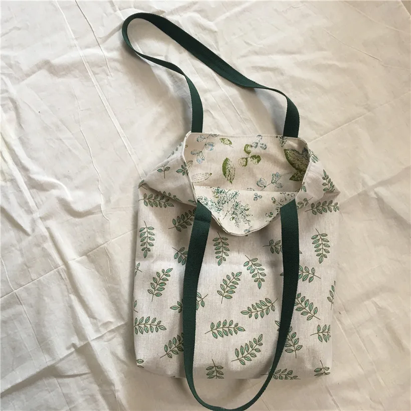 YILE Cotton Linen 2 Sided Eco Shopping Tote Shoulder Bag Green Olive Leaf 8530-6 | Багаж и сумки