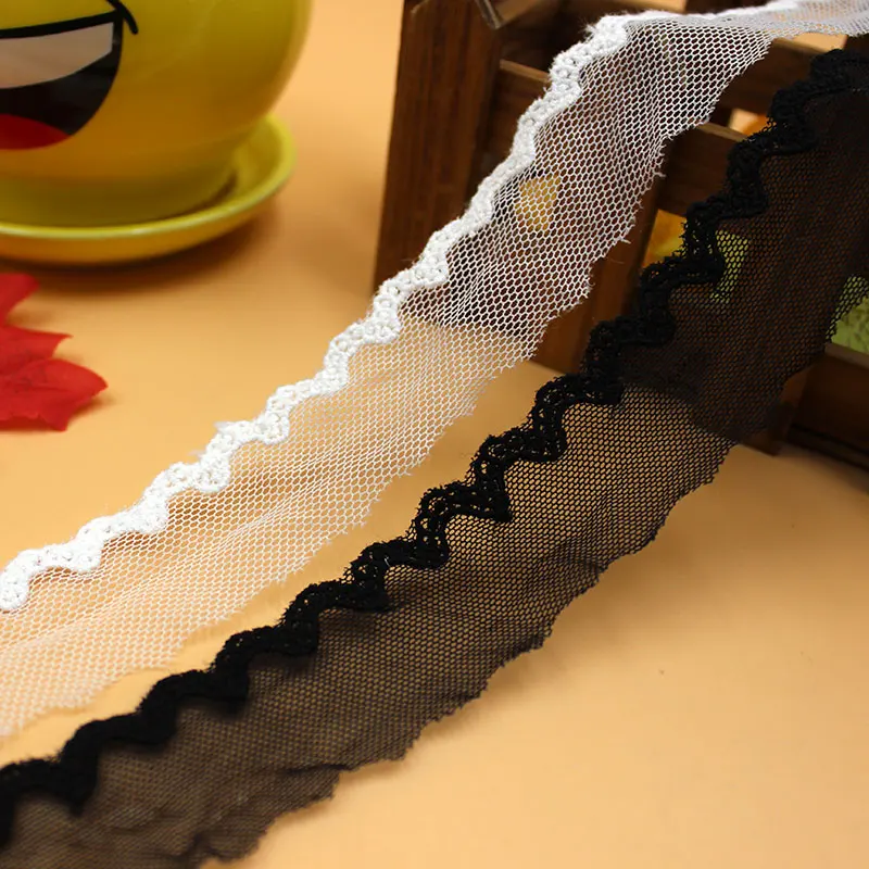 Кружевная отделка 20 ярдов цвета слоновой кости черная марля сетчатый тюль