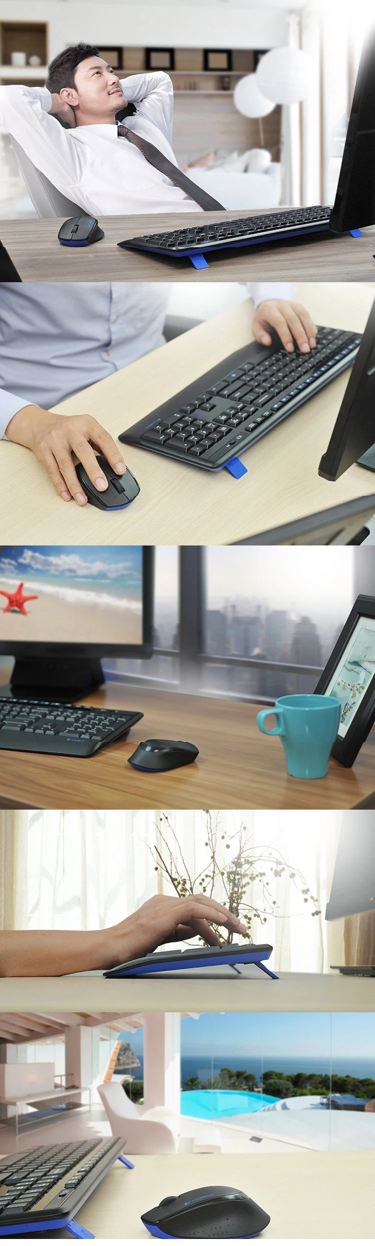 Комплект беспроводной клавиатуры и мыши logitech MK345, игровая клавиатура, ПК, геймер, оригинальная эргономика, водонепроницаемая Бесшумная клавиатура и мышь
