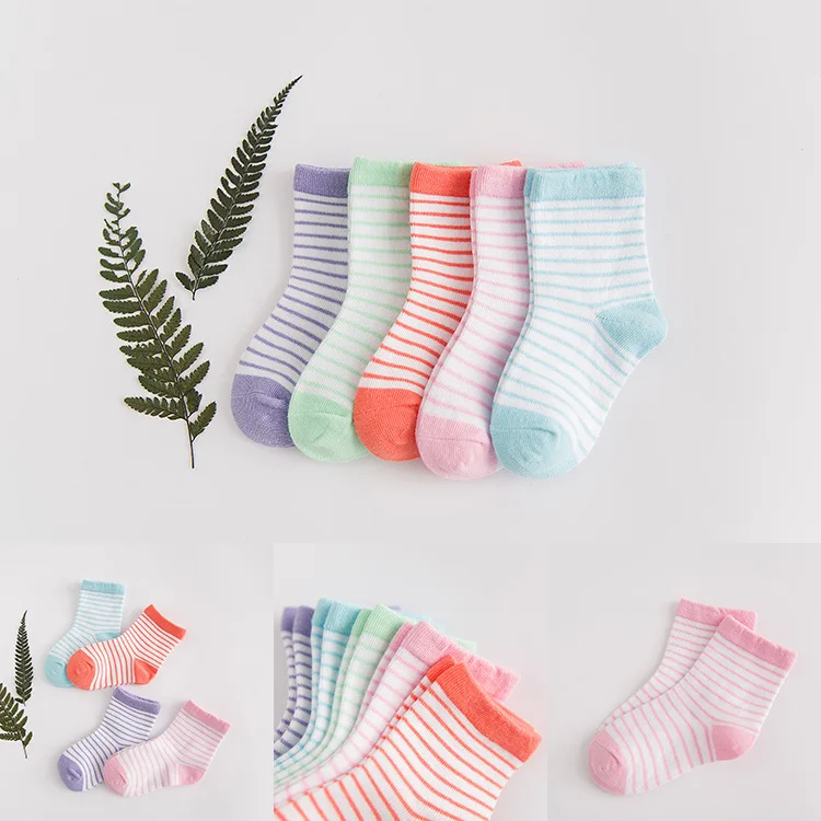 5 пара/лот новинка 2018 детские носки тонкие полоски зернистый хлопок сетчатые