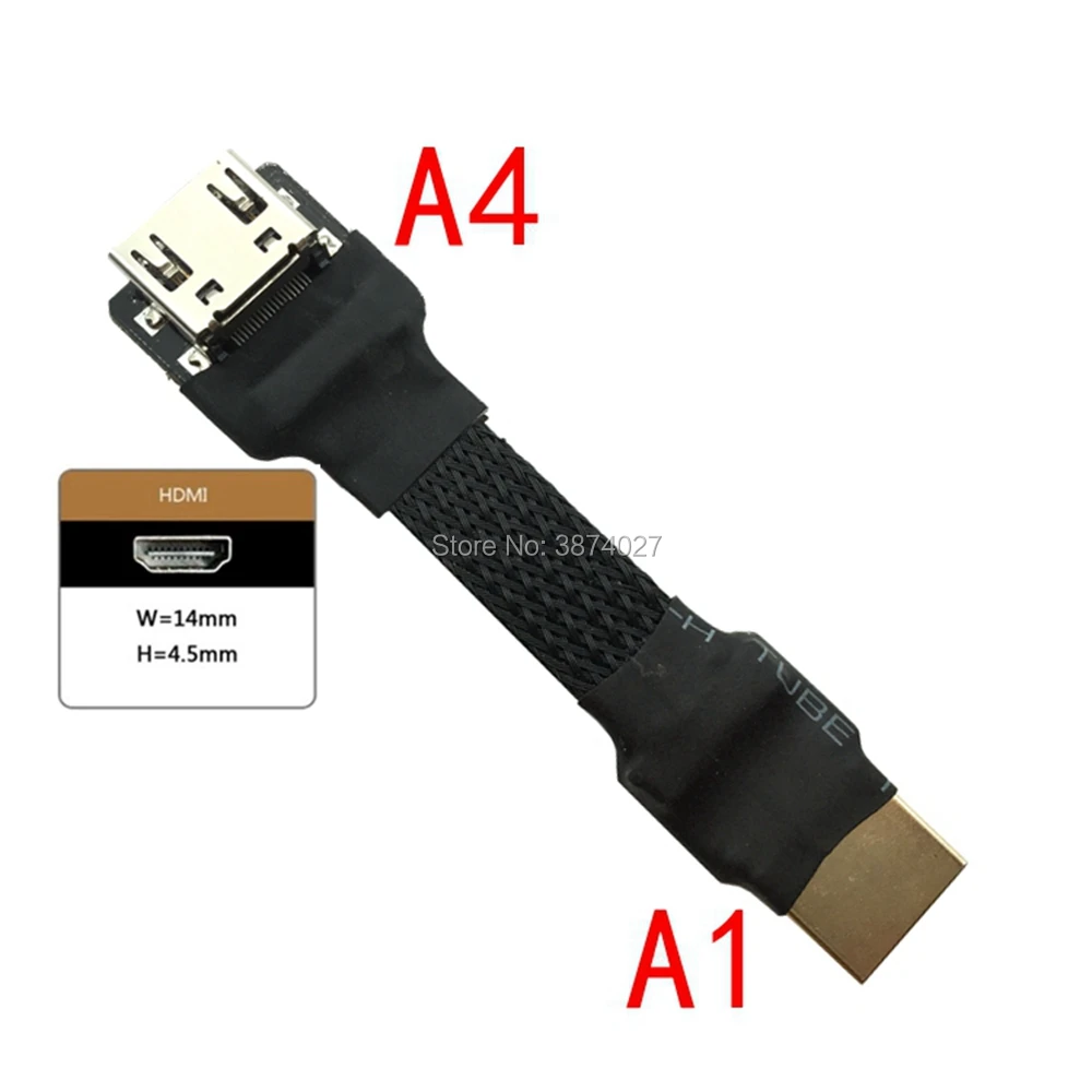 A1 HDMI Mini HDMI Micro HDMI 2,0 кабель конвертер угол 5/10/15/20/30/50/cm для PC AV HDTV lcd FPV FFC 3D