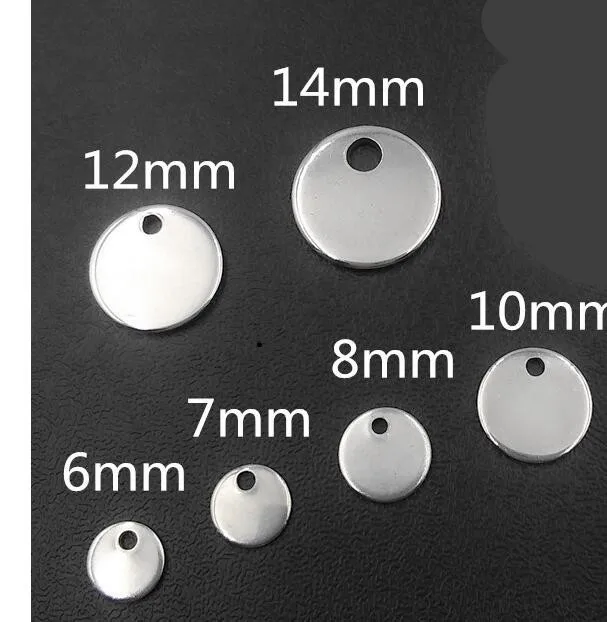 Круглые штампованные бирки для подвесок из нержавеющей стали 304 6 7 8 10 12 14 15 мм