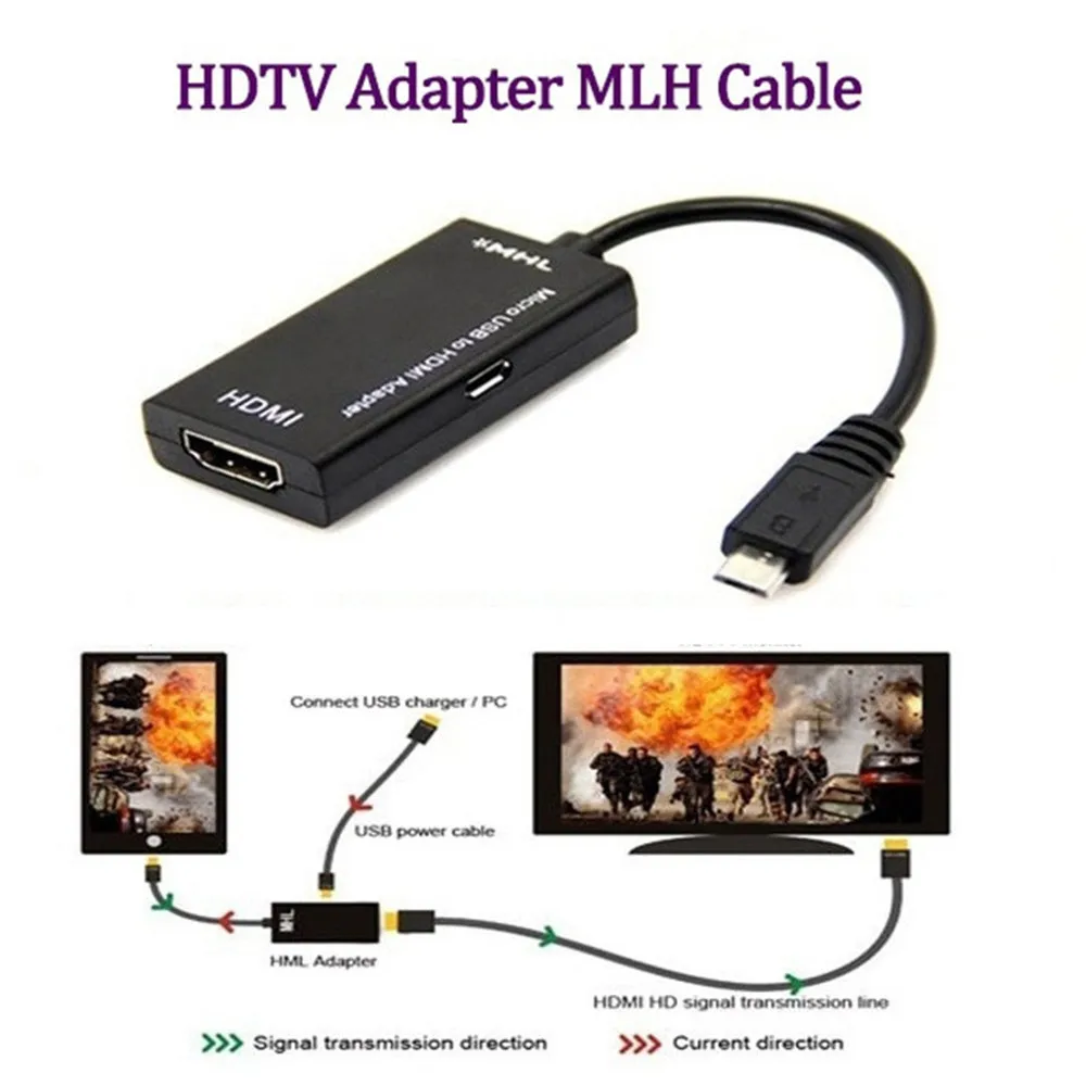 

Micro USB to HDMI TV Out HDTV MHL Adapter Cable