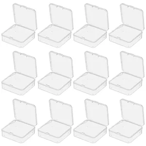 12 шт. пустой прозрачный пластиковый ящик для хранения, банка, контейнер для чехлов с крышками для косметики, миниатюрные бусины, ювелирные изделия сделай сам для изготовления слайма