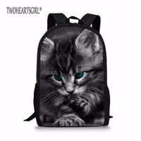 twoheartsgirl cute cat printing schoolbags for girls harness children kids school book bag 3d junior primary student backbags