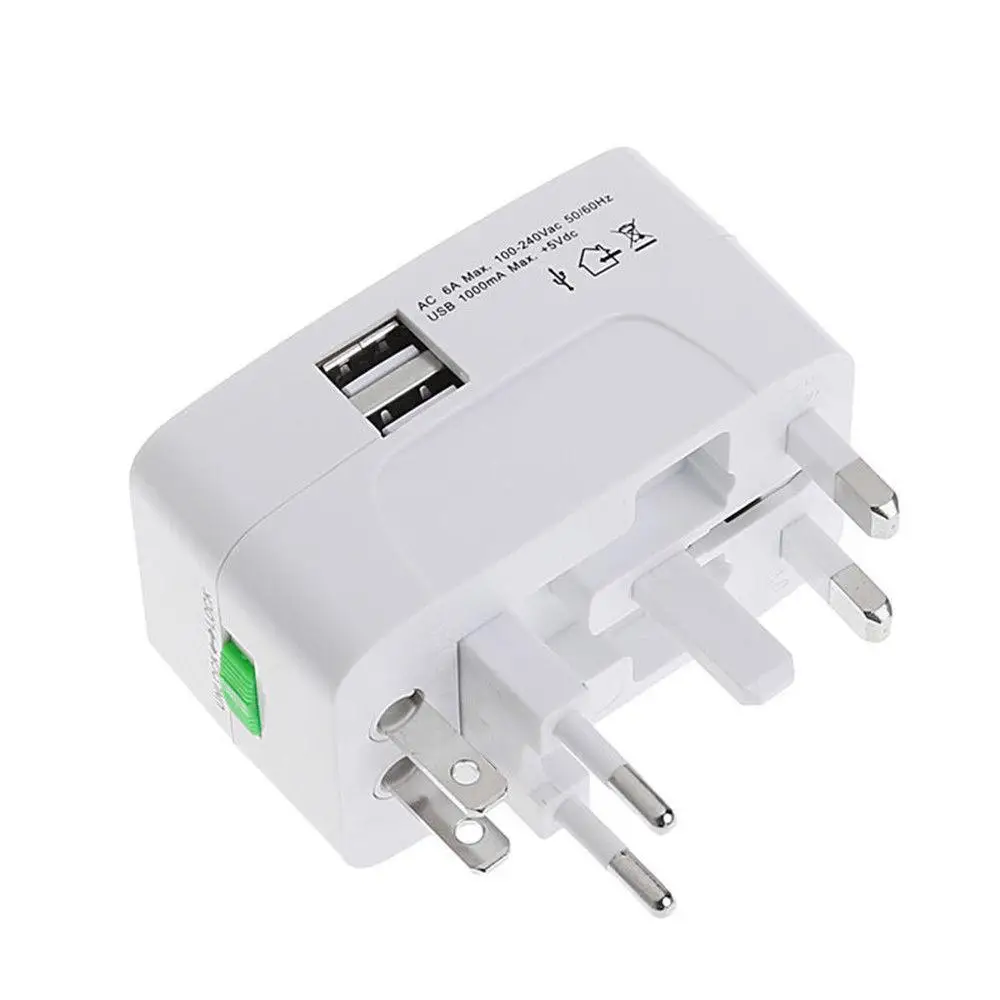 Универсальное дорожное зарядное устройство переменного тока с 2 USB портами