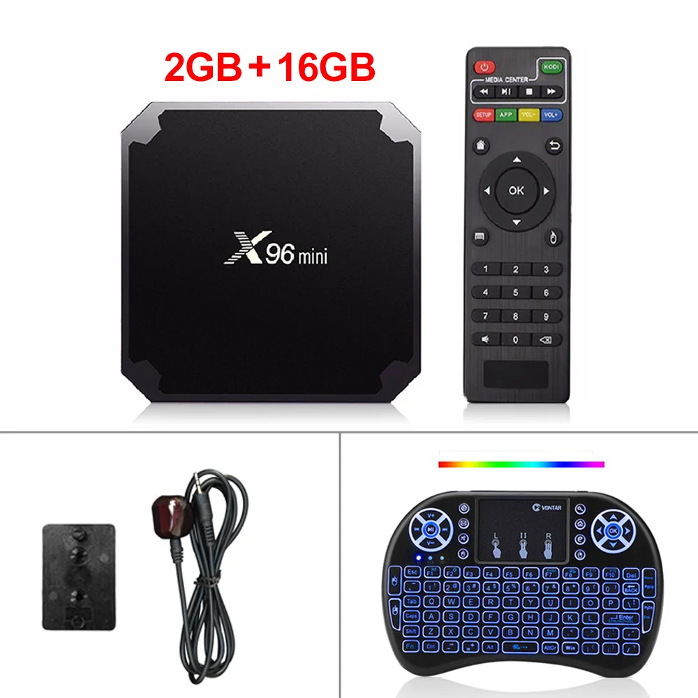 VONTAR X96mini Android 7,1 Smart tv BOX 2 Гб 16 Гб четырехъядерный процессор Amlogic S905W 2,4 ГГц WiFi X96 мини 1 ГБ 8 ГБ ТВ-приставка Android 9,0 - Цвет: 2G16G IR backlit key