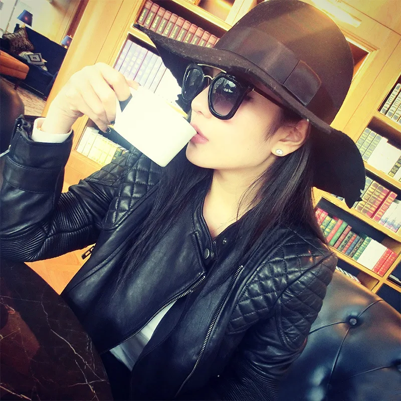 2019 Leather Jacket Women Slim Short Motorcycle Autumn Winter Coat Brand Streetwear Outwear K537 | Женская одежда