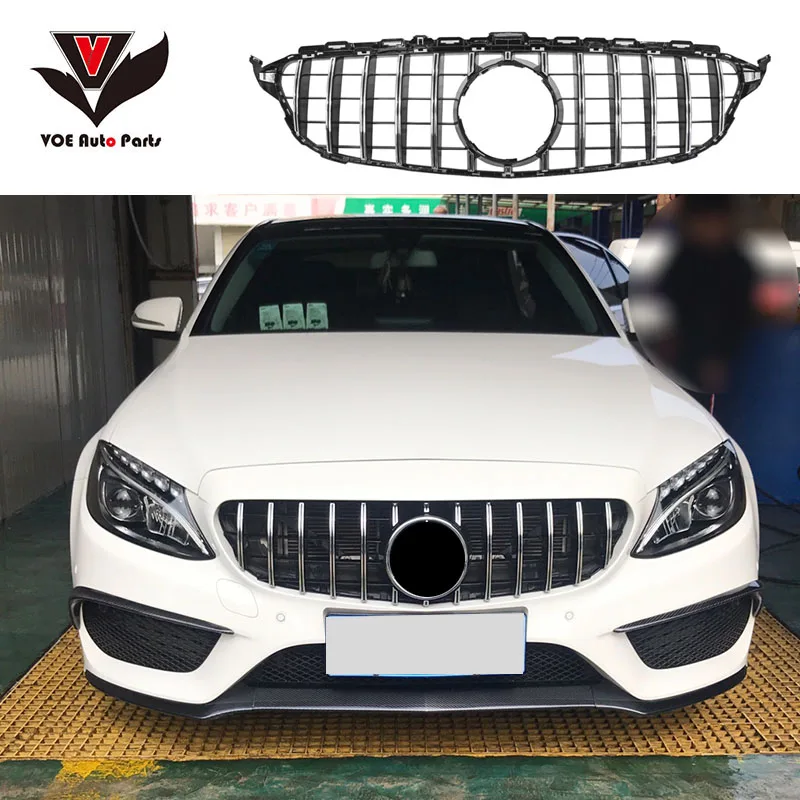 W205 GTR style Серебряная сетка для гонок гриль решетка Mercedes Benz c класс C180 C200 C220 C250 C260 C400