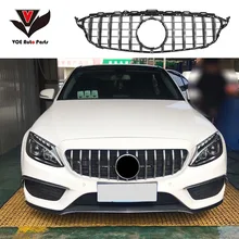 W205 GTR style Серебряная сетка для гонок гриль решетка Mercedes Benz c класс
