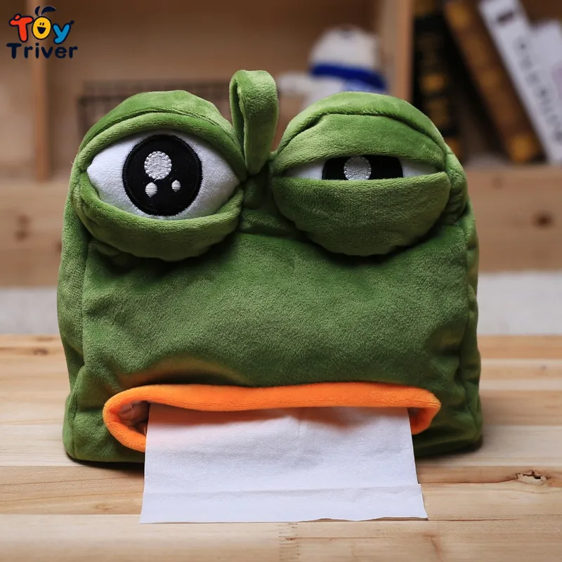 Чехол для салфеток Kawaii Green Sad Frog плюшевая игрушка коробка в форме животного