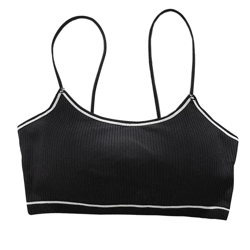 Для женщин Bralette короткий топ, бюстгальтер без косточек бюстгальтер Топ груди Pad носить нижнее бельё для девочек без бретелек Топ - Цвет: Черный