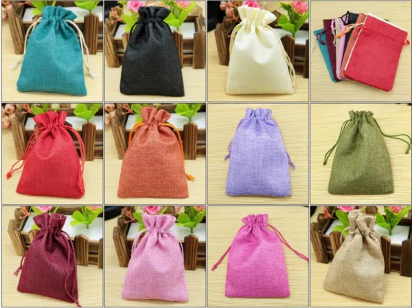 100 шт./лот джутовые мешочки для рождественской вечеринки винтажные Свадебные с