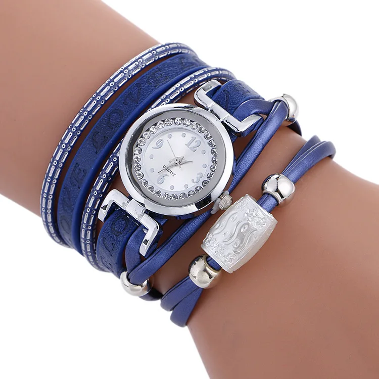 W1558 blue MINHIN роскошные часы для женщин, серебряные стразы, на каждый день, браслет, кварцевые наручные часы для девушек, нежный подарок, часы для любви - Цвет: W1558 blue