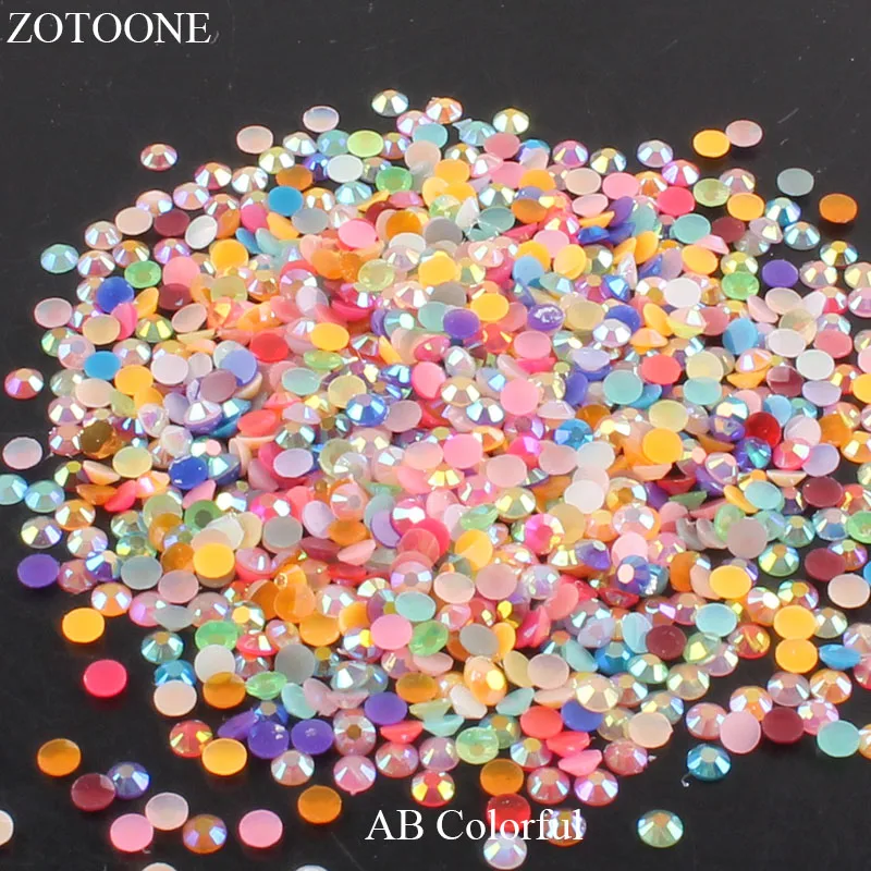 ZOTOONE разноцветные стразы для дизайна ногтей с плоской задней поверхностью 1000 шт.