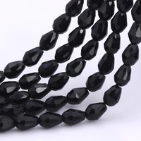 olingart 811mm 50pcs waterdrop faceted austrian crystal beads black color teardrop glass bead for jewelry making bracelet