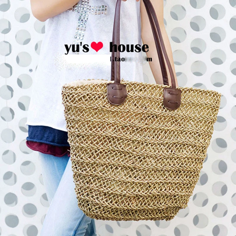 Женщины Лето Винтаж Богемия Стиль Леди Сумки Ротанга Соломы Extra Large Пляжные Плеча