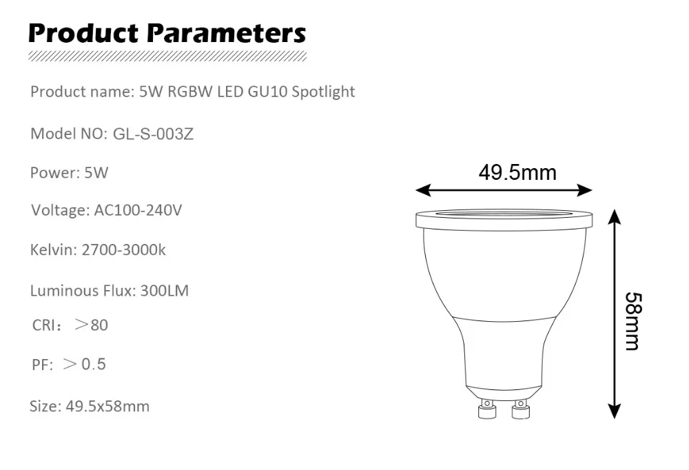 Светодиодный светильник лампы GU10 5 Вт Soposh RGB + двойной белый точечный AC100-240V