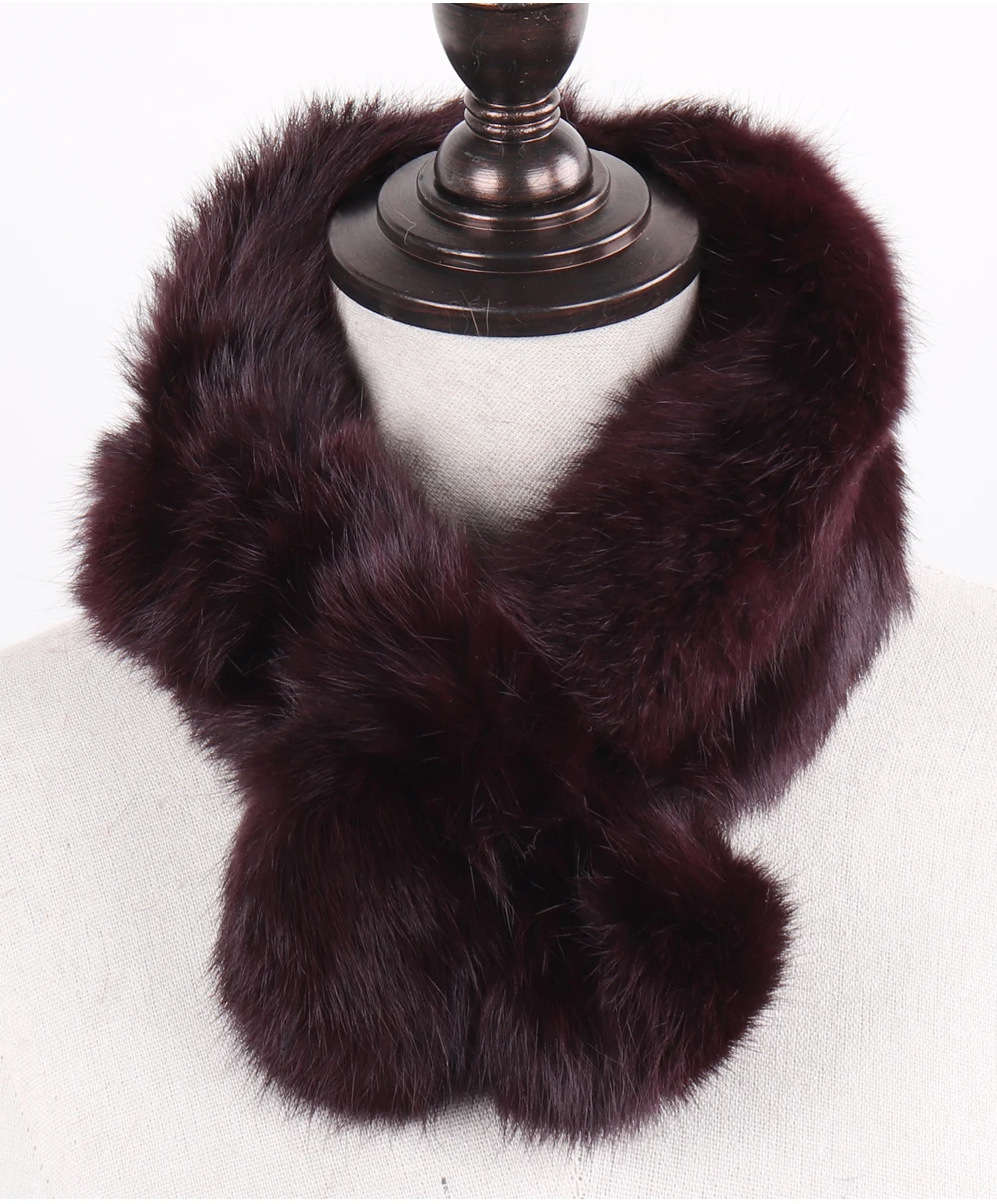 New Lady Real Natural Rabbit Fur Scarf Women Winter Fashion Knitted Rabbit Fur Muffler Natural Soft Warm Real Rabbit Fur Scarves