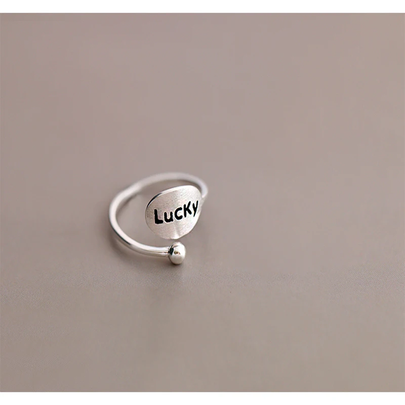 925 Sterling Silver Rings For Women Adjustable Girls Minimalist Personality Design Letter Ring Women's Christmas Gifts | Украшения и