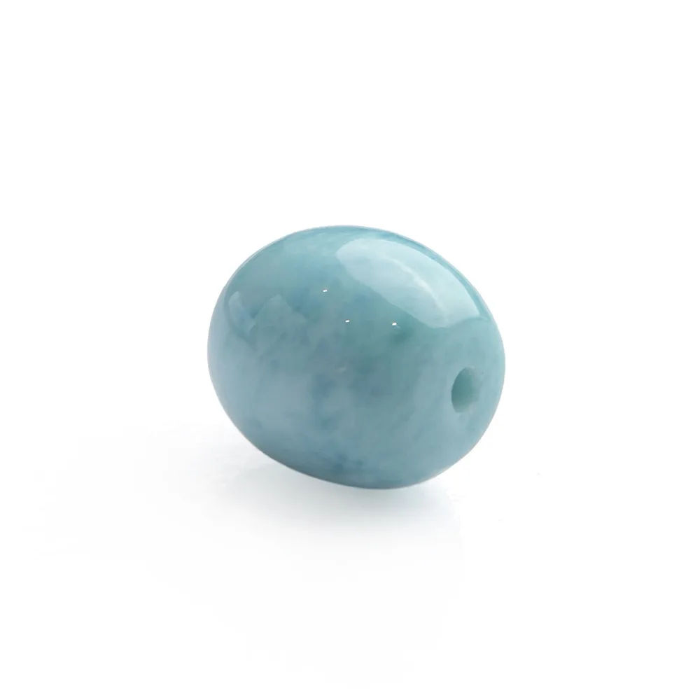 Natural Blue Larimar Gems Crystal Barrel Shape Round Beads Charm Pendant Necklace For Women Female | Украшения и аксессуары