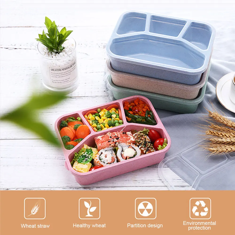 1 шт. 4 сетки высокое качество Ланч бокс Bento коробки Пшеничная солома