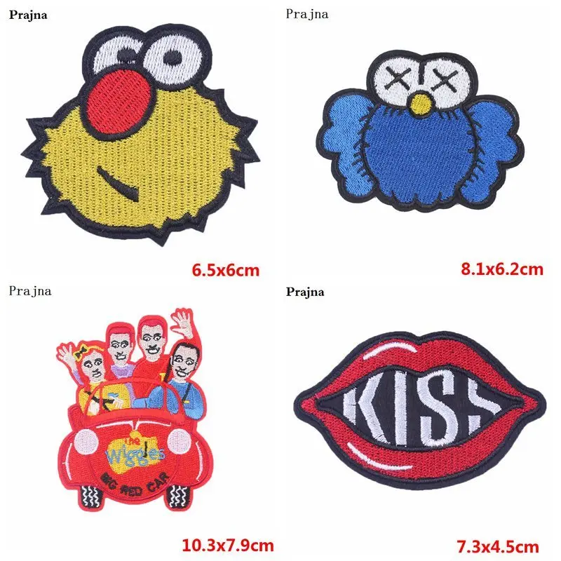 Prajna Sesame Street Elmo Patches Iron-On Embroidered Patch Cute Monkeys Accessories For Clothing DIY Stickers On Kids T-shirt