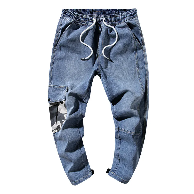 

Cycling jeans 2019 Summer New Modis jeans Men's Phoenix Big Pocket Cropped trousers Hole Loose Blue Beamed jeans Size S-XXXL 4XL