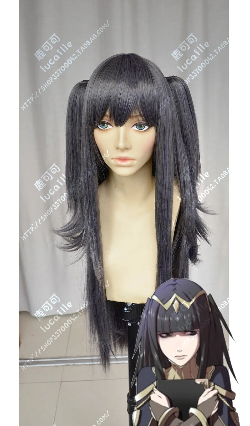 

Anime Fire Emblem Awakening Tharja Two Ponytails Wig Cosplay Costume Women Long Synthetic Hair Halloween Party Wigs + Wig Cap