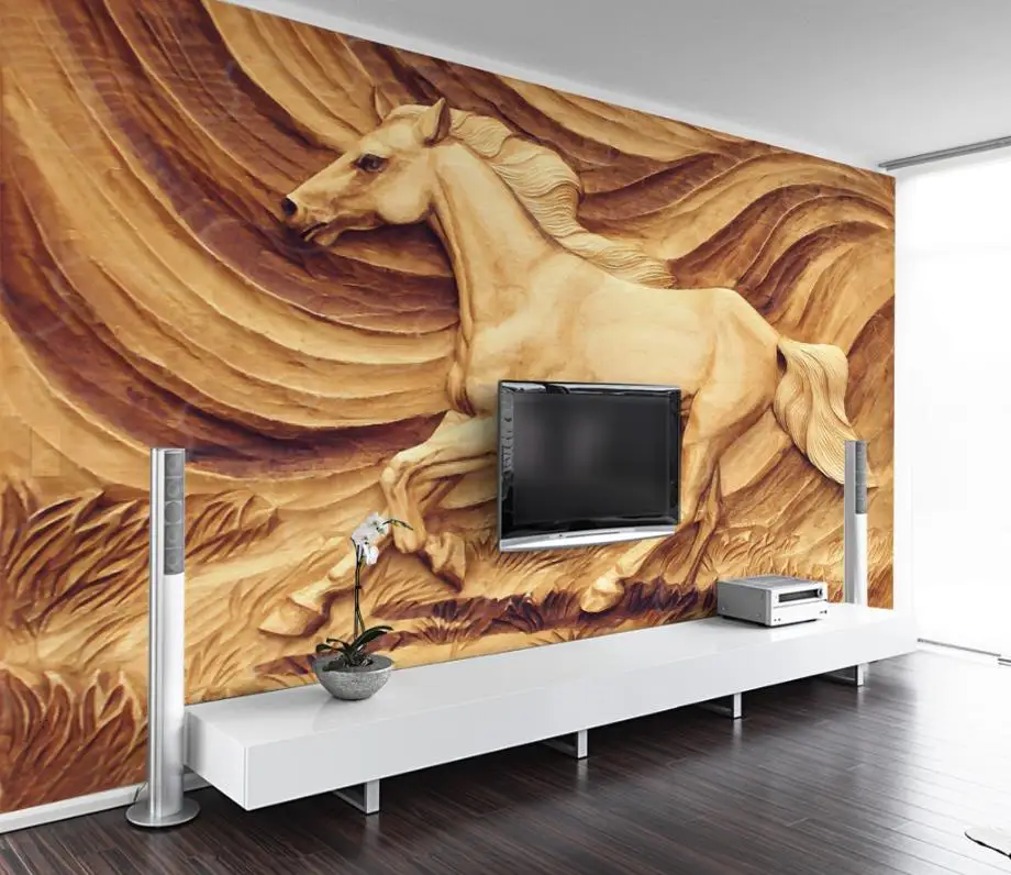 

Пользовательские настенные бумаги домашний декор лошадь тисненые обои для гостиной современный простой тисненый фон для телевизора настенные 3d обои