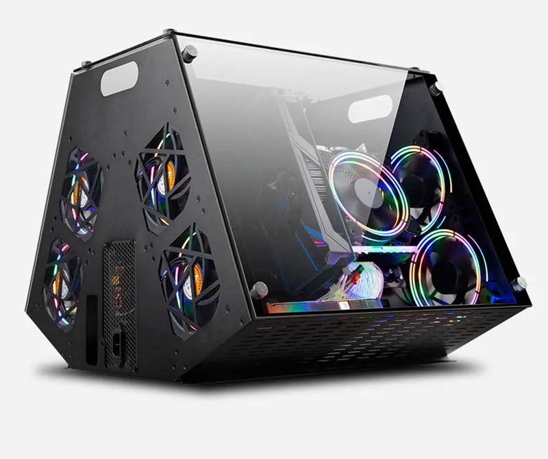 DIY стальной чехол для компьютера matx прозрачное стекло настольное шасси коробка Micro ATX Hands-on сборка для геймеров части ПК