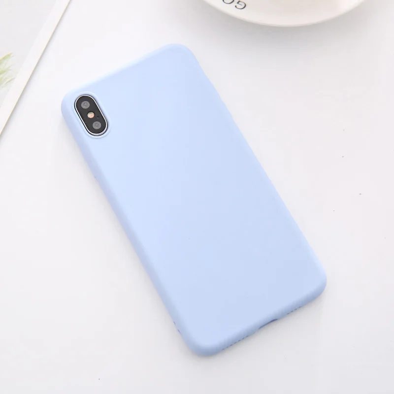 Light Blue OCHGEP жидкий силиконовый тонкий чехол для iPhone 8 7 Plus X/XS чехол для iPhone X XS 7 8 чехол для телефона s с розничной упаковкой - Цвет: Light Blue