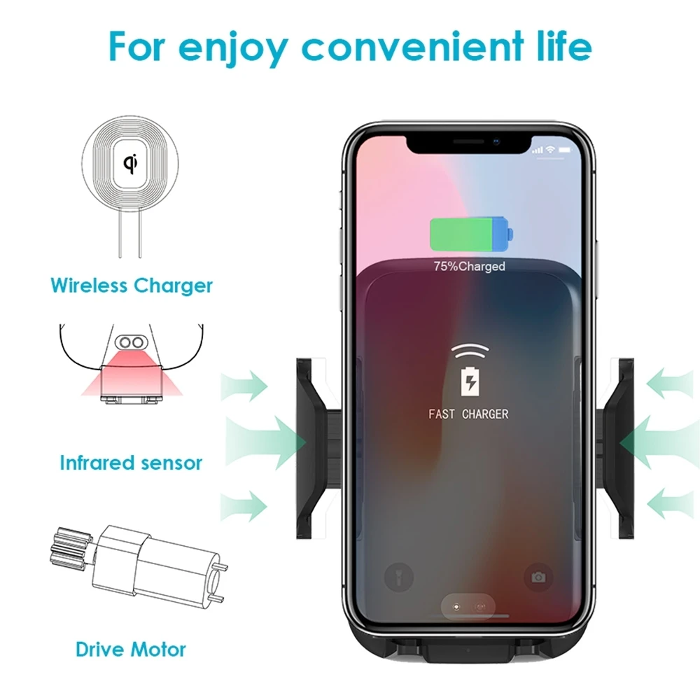 FDGAO автомобильное крепление Qi Беспроводное зарядное устройство для iPhone 11 X XS Max 8 XR
