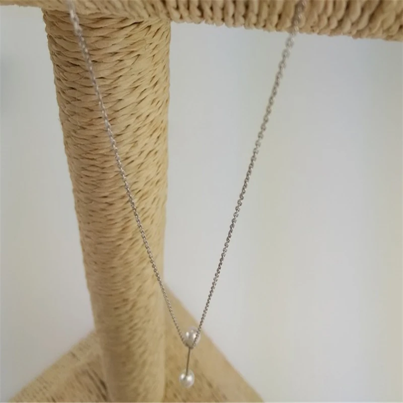 Jsmpfy стерлингового серебра 925 простой двойной с жемчужным кулоном Цепочки и