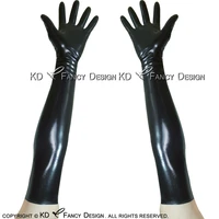 black sexy arm length latex gloves long rubber mittens st 0014