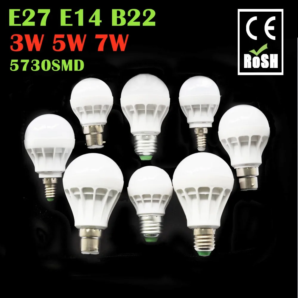 Высокая Мощность E27 E14 светодиодный лампы 5730SMD 3 Вт 5 7 потолочный светильник 220V