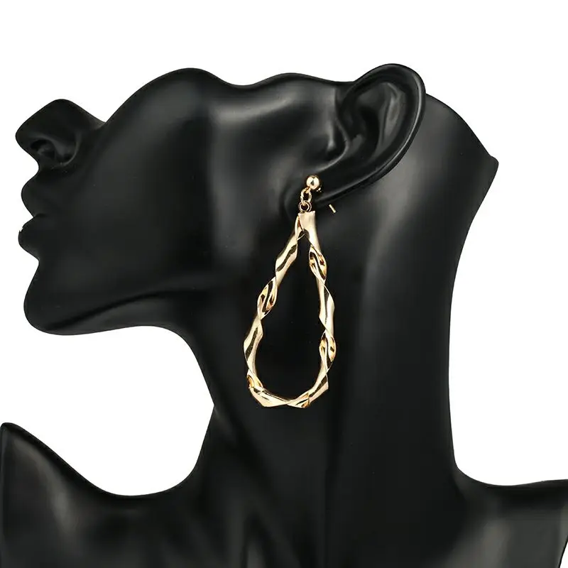 TMXK angel New earrings 2019 oval teardrops large metal gold and silver European brand style ez207 | Украшения и аксессуары