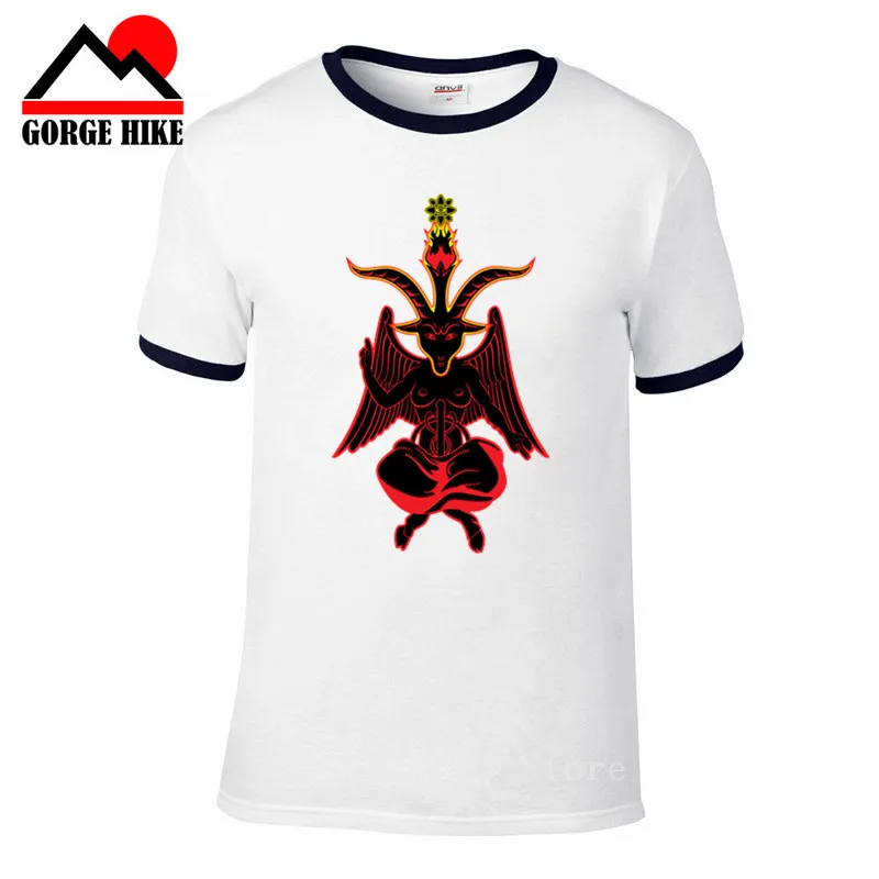 Футболка с изображением Сатанинского козла Baphomet Мужская хлопковая футболка