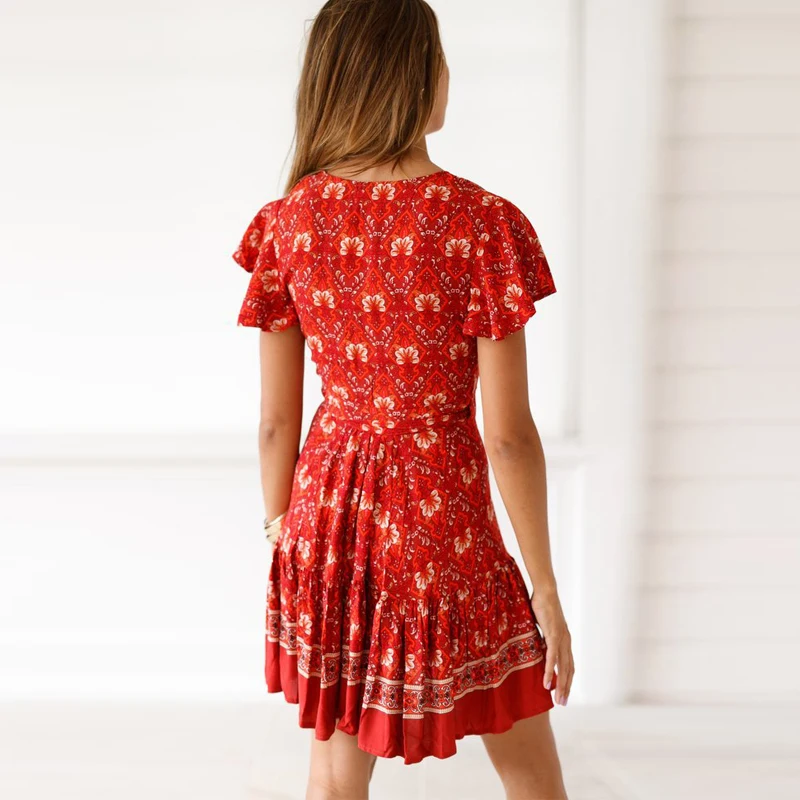 Женское платье Missufe Пляжное с цветочным принтом и рукавами крылышками