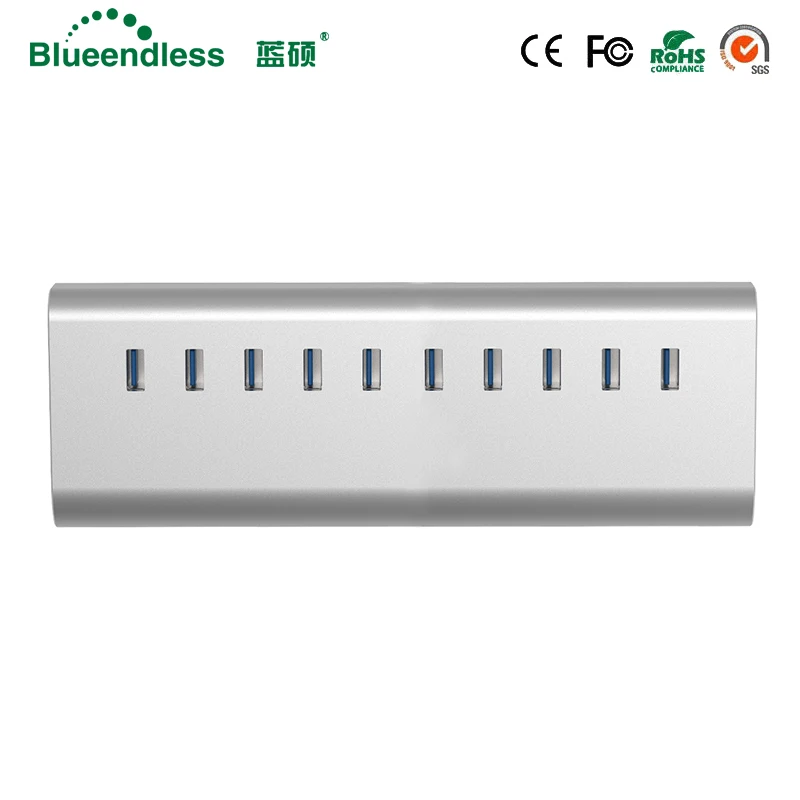 Супер Многофункциональный USB3.0 10 Порты USB HUB 3,0 Алюминий Компьютерные аксессуары для Тетрадь концентратор для настольного компьютера Высокое качество металлическая втулка