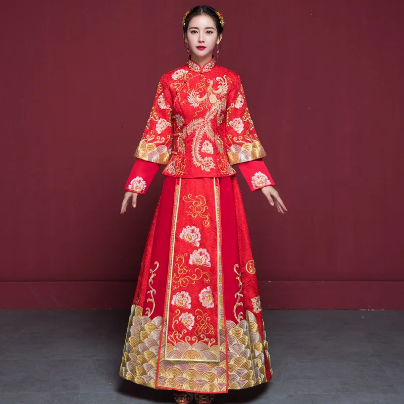 Свадебное платье невесты Традиционный китайский стиль костюм Феникс cheongsam