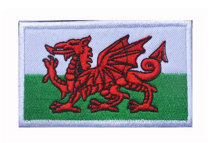 Wales Flag AHYONNIEX, 1 шт., тканевые нашивки с флагом, для Украины, ЕС, чешский, Хорватии, Шотландии, России, нашивки с 3D флагом, нашивки для куртки, джинсовой одежды - Цвет: Wales Flag