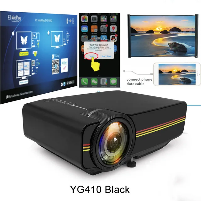 YG410 black ALSTON YG400 обновленный YG410 мини-проектор 1080P 1800 люмен портативный ЖК-светодиодный проектор домашний кинотеатр USB HDMI 3D проектор бас-динамик - Цвет: YG410 black