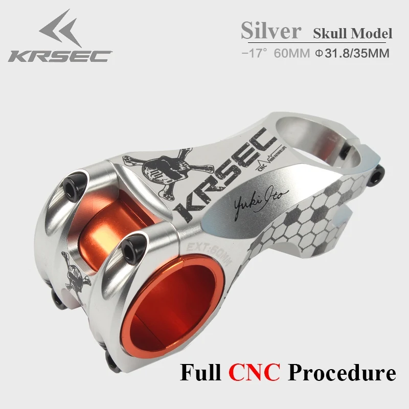 Silver Skull Decal 17 градусов вынос руля 35 мм 31,8 мм алюминиевый сплав XC/AM/DH MTB руля для шоссейного велосипеда 60 мм CNC горные рули для горного велосипеда - Цвет: Silver Skull Decal