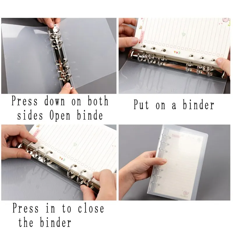 

6 Holes Creative Transparent Ring Binder B5/a567 Pp Notebook Planner PP Cover Accessory Office School Supplies Stationery Store