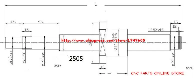 Линейные свернутые шариковые винты Φ C7 + Одиночная шариковая гайка BKBF20 |