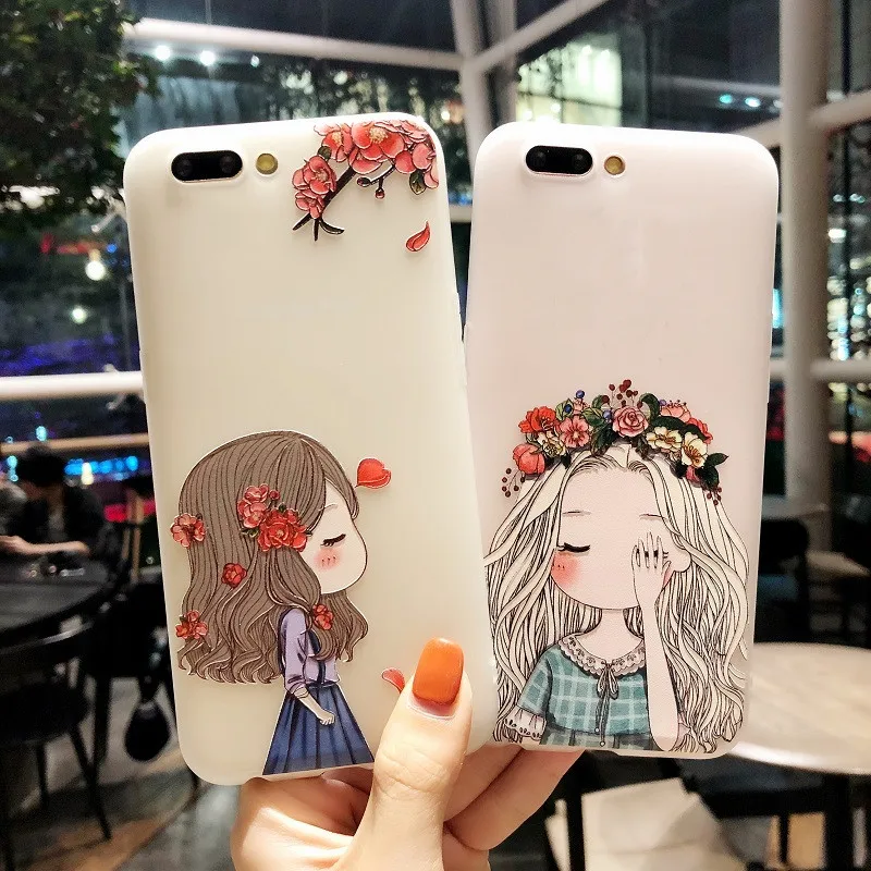 Милый чехол для девочек iPhone 5 S SE 6 7 8 Plus X мягкий из ТПУ Oppo A3 A5 A59 F1s A73 F5 A79 A83 A1 R9 R11