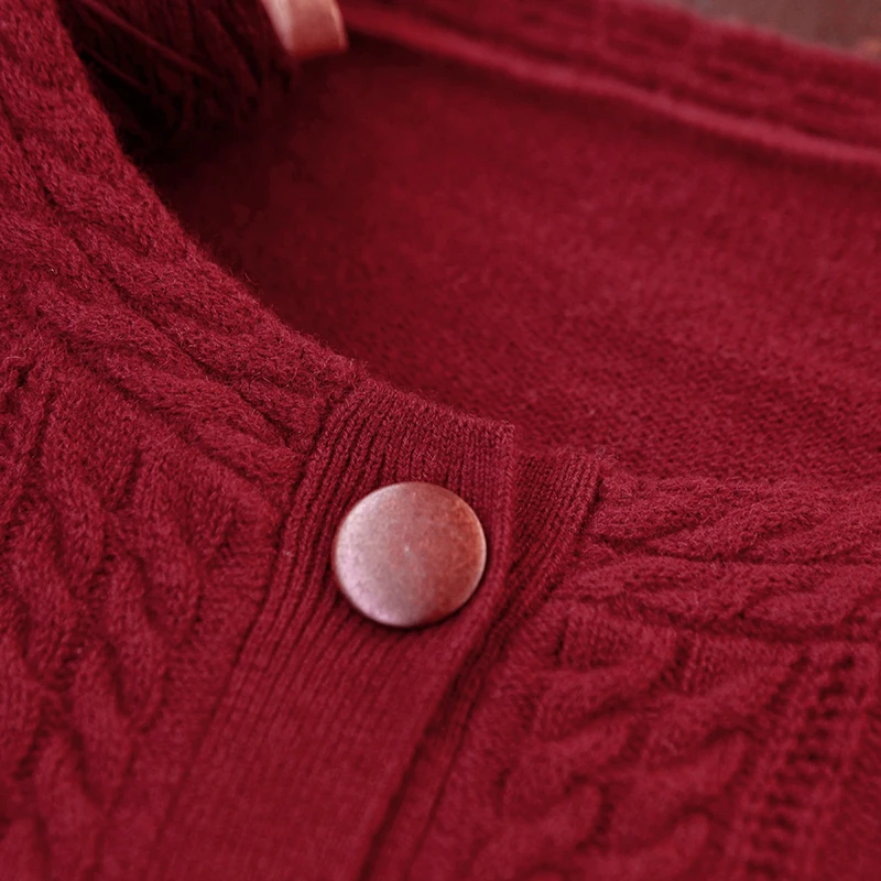 Женский шерстяной кардиган ARTKA Осенний однобортный вязаный с круглым вырезом и