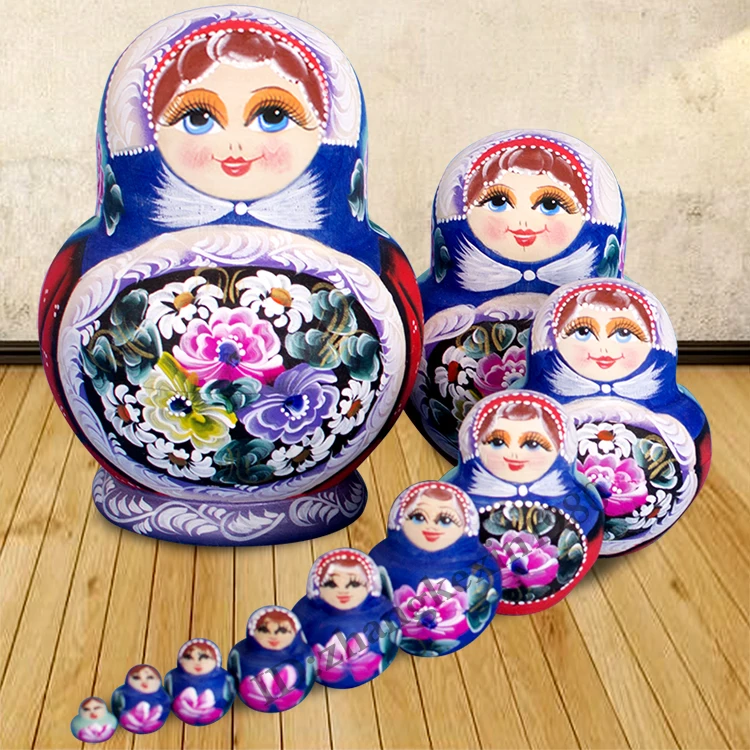 10 шт. детские деревянные куклы матрешки с пионами|gift gifts|gift birthdaygift doll |